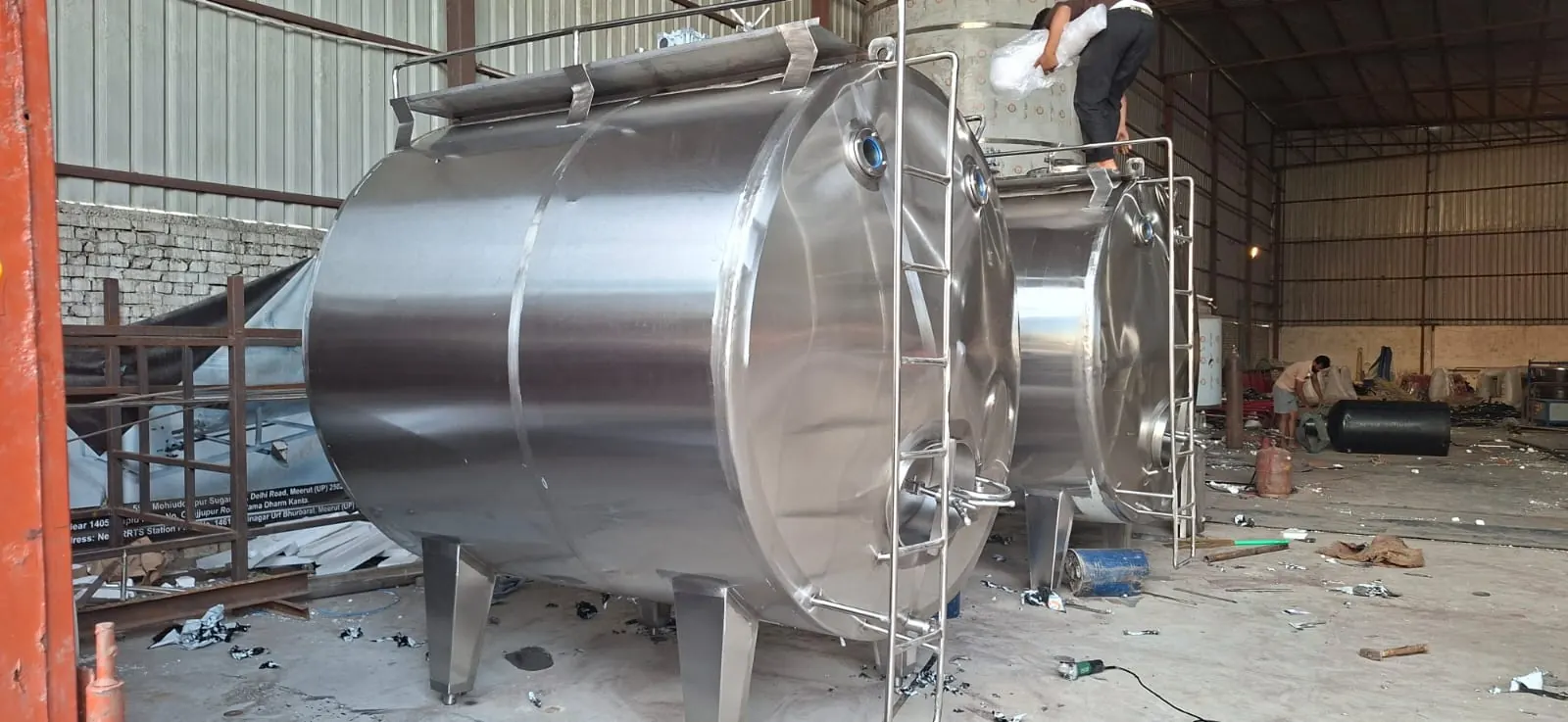 Stainless steel refrigeration tanks fabricated at client workshop